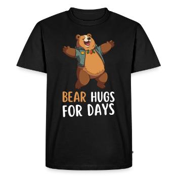 "Bear Hugs For Days" - Funny saying with a bear - Men's Premium Organic T-Shirt - black - Front - Nico (187cm)