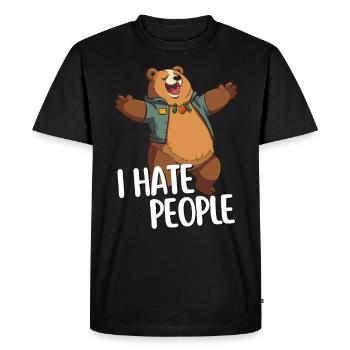 I Hate People - Design fort avec sarcasme - T-shirt Premium bio Homme - noir - Devant - Nico (187cm)