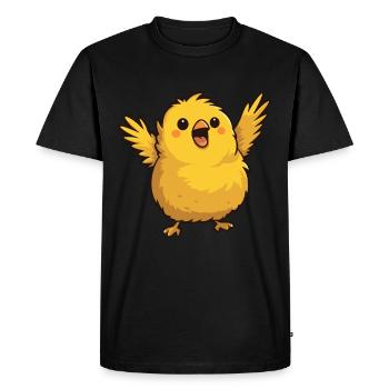 Cute yellow cartoon bird for young and old - Men's Premium Organic T-Shirt - black - Front - Nico (187cm)