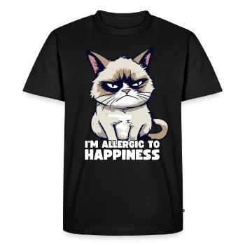 Grump Cat - I'm Allergic To Happiness Sarcasm - Men's Premium Organic T-Shirt - black - Front - Nico (187cm)