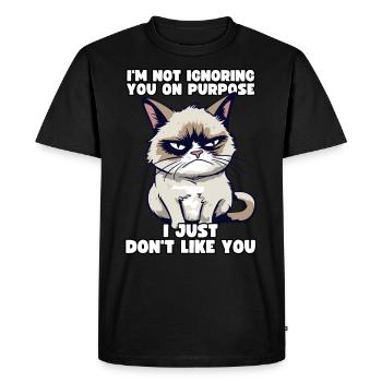 Drôle de chat grincheux - Je ne t’aime pas cynique - T-shirt Premium bio Homme - noir - Devant - Nico (187cm)