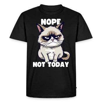 Drôle de chat grincheux - Non, pas aujourd’hui - Sarcasme - T-shirt Premium bio Homme - noir - Devant - Nico (187cm)