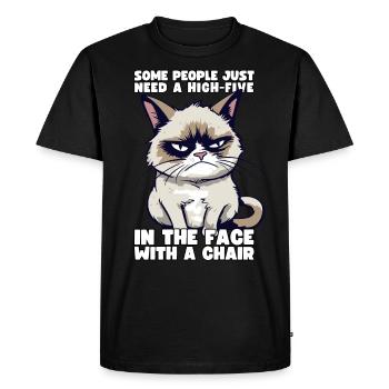 Chat Certaines personnes ont juste besoin d’un high five dans le visage - T-shirt Premium bio Homme - noir - Devant - Nico (187cm)