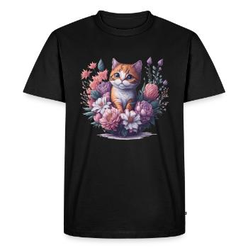 Fleurs de chat - T-shirt Premium bio Homme - noir - Devant - Nico (187cm)