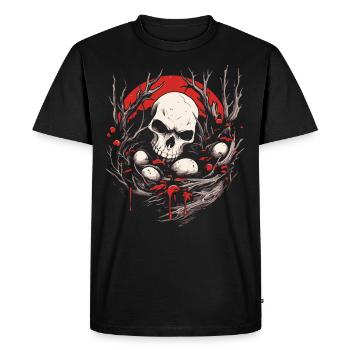 Bad Apple Totenkopf - Skull And Eggs In A Nest - Men's Premium Organic T-Shirt - black - Front - Nico (187cm)