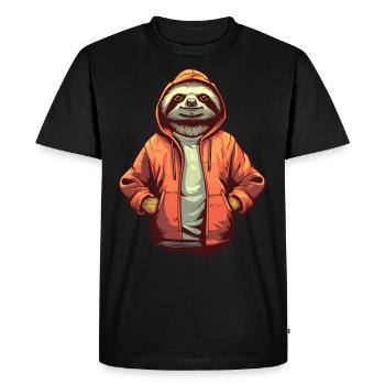 Chill Cartoon paresseux avec sweat à capuche Veste Pull - T-shirt Premium bio Homme - noir - Devant - Nico (187cm)