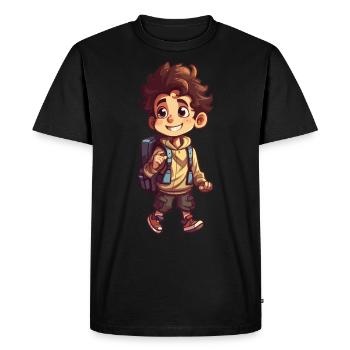 Mignon garçon de première année et enfant de garderie avec sac à dos - T-shirt Premium bio Homme - noir - Devant - Nico (187cm)