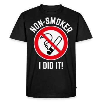 Non-Smoker – I Did It! (3C / W) - Men's Premium Organic T-Shirt - black - Front - Nico (187cm)