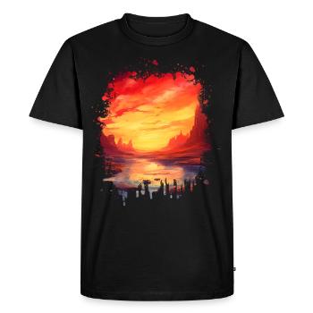Picturesque Fantasy Landscape: Sunset - Men's Premium Organic T-Shirt - black - Front - Nico (187cm)