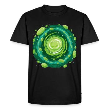 Cool Green Sci-Fi Cartoon Portal for Time Travel - Men's Premium Organic T-Shirt - black - Front - Nico (187cm)