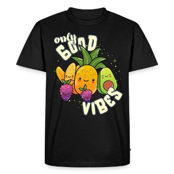 Only Good Vibes: Good Life Sweet Kawaii Fruit - Men's Premium Organic T-Shirt - black - Front - Nico (187cm)