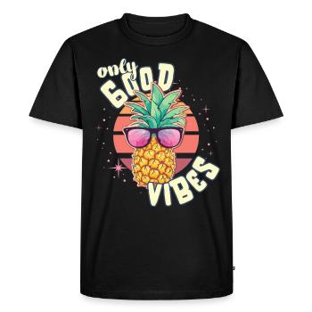 Que des bonnes vibrations : Good Life Ananas avec des lunettes de soleil - T-shirt Premium bio Homme - noir - Devant - Nico (187cm)