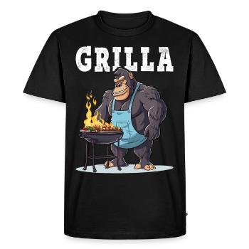 Grilling Grilla Griller Gorilla BBQ Saying Funny - Men's Premium Organic T-Shirt - black - Front - Nico (187cm)