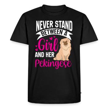 Fille et son chien du palais de Pékin - T-shirt Premium bio Homme - noir - Devant - Nico (187cm)