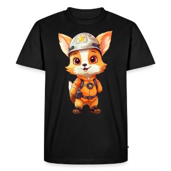 Cute fox as a firefighter - Fire Brigade Forest Animal - Men's Premium Organic T-Shirt - black - Front - Nico (187cm)