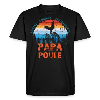papa poule cadeau t shirt papa poule authentique - T-shirt Premium bio Homme - noir - Devant - Nico (187cm)