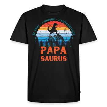 Papa Saurus cadeau t shirt papa saurus authentique - T-shirt Premium bio Homme - noir - Devant - Nico (187cm)