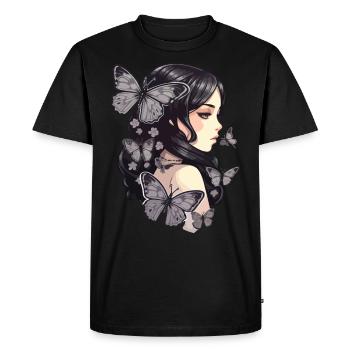 Gothic Lady: Night and Colorless Butterflies - Men's Premium Organic T-Shirt - black - Front - Nico (187cm)