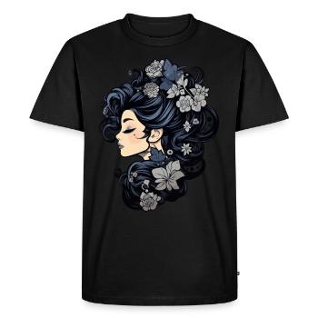Femme gothique avec des fleurs magiques de beauté sombre - T-shirt Premium bio Homme - noir - Devant - Nico (187cm)