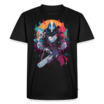 Epic Gamer Guardian avec Flames Moon Background - T-shirt Premium bio Homme - noir - Devant - Nico (187cm)