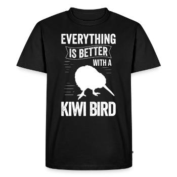 Tout est mieux avec l’oiseau kiwi Nouvelle-Zélande - T-shirt Premium bio Homme - noir - Devant - Nico (187cm)