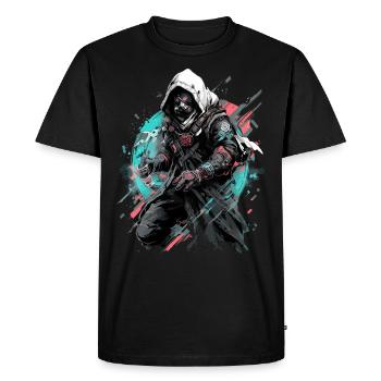 Epic Gamer Cyber Assassin with Gas Mask - Men's Premium Organic T-Shirt - black - Front - Nico (187cm)