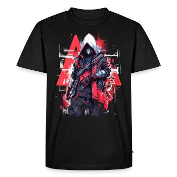 Epic Gamer Cyber Assassin Punk Street Art - Men's Premium Organic T-Shirt - black - Front - Nico (187cm)