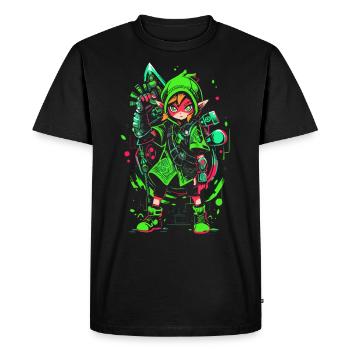 Cool Gaming Design: La légende du garçon de la forêt - T-shirt Premium bio Homme - noir - Devant - Nico (187cm)