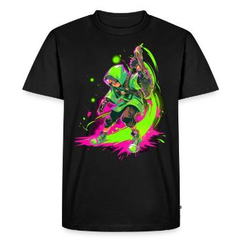 Garçon légendaire de la forêt dans la conception de jeux SplashArt - T-shirt Premium bio Homme - noir - Devant - Nico (187cm)