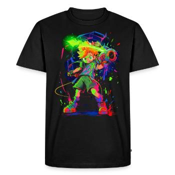 Cool Gaming Design: La légende du garçon de la forêt - T-shirt Premium bio Homme - noir - Devant - Nico (187cm)