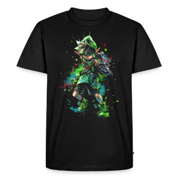 Un design de jeu cool montre un garçon légendaire de la forêt - T-shirt Premium bio Homme - noir - Devant - Nico (187cm)