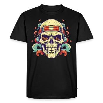 Skull Skull Skeleton Moto Biker Gang - T-shirt Premium bio Homme - noir - Devant - Nico (187cm)