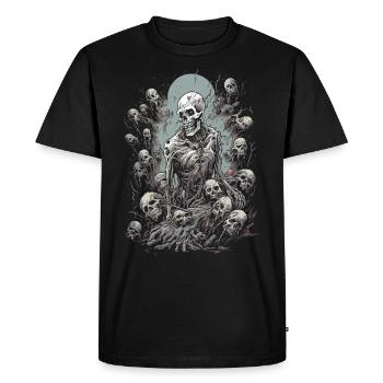 Une horde de morts-vivants effrayants entoure le zombie d’Halloween - T-shirt Premium bio Homme - noir - Devant - Nico (187cm)