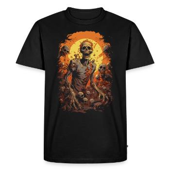 Undead Halloween Night: Zombie devant une horde de morts-vivants - T-shirt Premium bio Homme - noir - Devant - Nico (187cm)