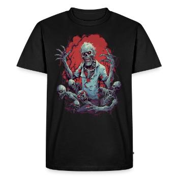 Zombie choc d’Halloween avec sa horde de morts-vivants - T-shirt Premium bio Homme - noir - Devant - Nico (187cm)