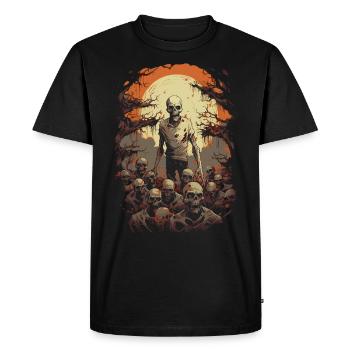 Zombie avec une horde effrayante de morts-vivants d’Halloween - T-shirt Premium bio Homme - noir - Devant - Nico (187cm)