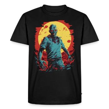 Peur de la mort: Zombie avec une horde de morts-vivants d’Halloween - T-shirt Premium bio Homme - noir - Devant - Nico (187cm)