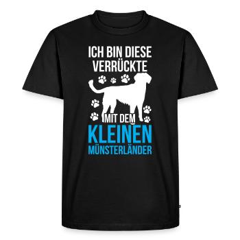 La folle avec les Kleiner Münsterländer - T-shirt Premium bio Homme - noir - Devant - Nico (187cm)