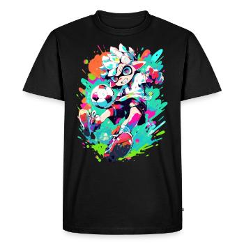 Footballeur funky dans un look de jeu de street art cool - T-shirt Premium bio Homme - noir - Devant - Nico (187cm)