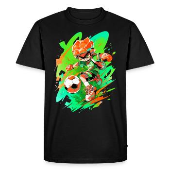 Footballeur de dessin animé unique dans le style de jeu - T-shirt Premium bio Homme - noir - Devant - Nico (187cm)