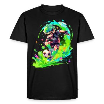 Ambiance cool de jeu d’art de rue avec un joueur de football - T-shirt Premium bio Homme - noir - Devant - Nico (187cm)