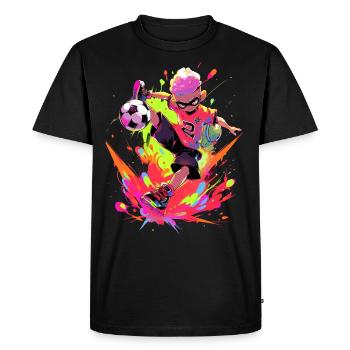 Cool Cartoon Footballer - Street Art Gaming Design - T-shirt Premium bio Homme - noir - Devant - Nico (187cm)