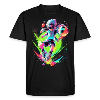Footballeur de dessin animé funky dans le flair du jeu d’art de rue - T-shirt Premium bio Homme - noir - Devant - Nico (187cm)