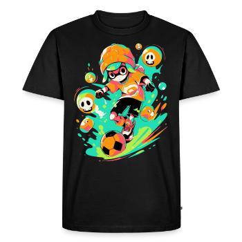 Street Art Gaming Adventure: Cartoon Soccer Player - T-shirt Premium bio Homme - noir - Devant - Nico (187cm)