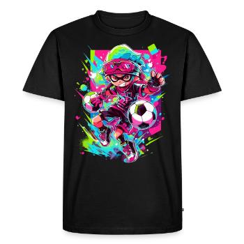 Le jeu de street art rencontre les footballeurs de dessins animés - T-shirt Premium bio Homme - noir - Devant - Nico (187cm)