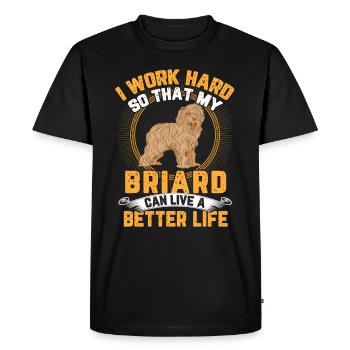 Travailler dur pour mon Briard Berger de Brie - T-shirt Premium bio Homme - noir - Devant - Nico (187cm)