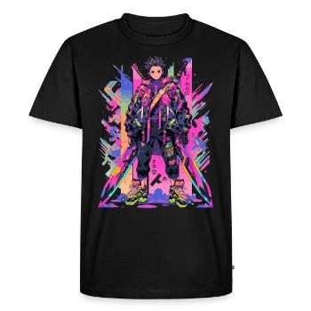 Shibuya: Cool Anime Boy avec épée japonaise - T-shirt Premium bio Homme - noir - Devant - Nico (187cm)