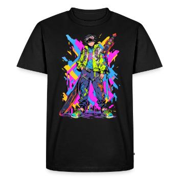 Shibuya: Cool Anime Boy avec épée japonaise - T-shirt Premium bio Homme - noir - Devant - Nico (187cm)