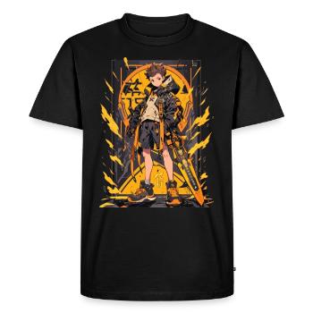 Shibuya: Cool Anime Boy avec épée japonaise - T-shirt Premium bio Homme - noir - Devant - Nico (187cm)