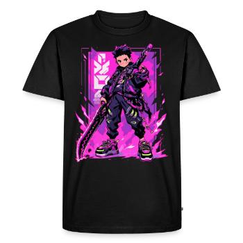 Shibuya: Cool Anime Boy avec épée japonaise - T-shirt Premium bio Homme - noir - Devant - Nico (187cm)